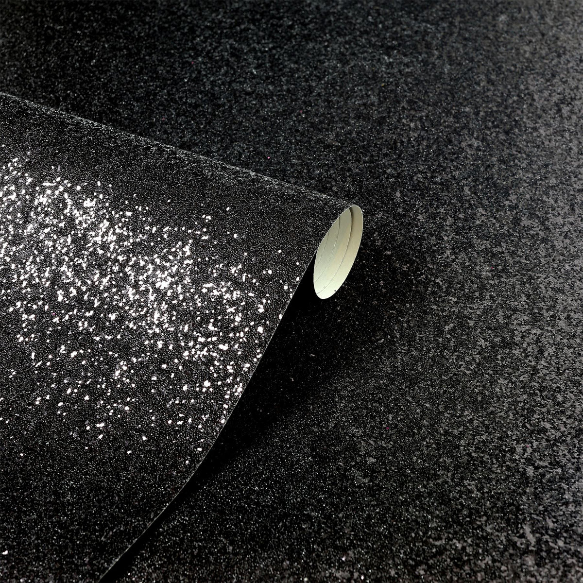 Arthouse Sequin Sparkle Wallpaper with Textured Metallic Finish – Paste the Wall Glitz Wall Covering, Black