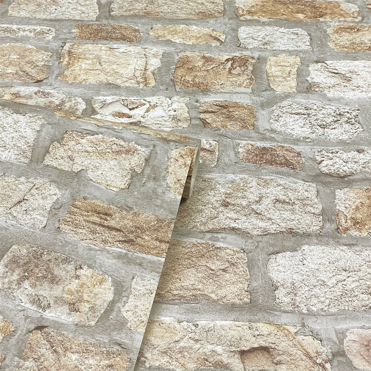 Arthouse Country Stone Brick Effect Wallpaper – Realistic Photographic Feature Wall Covering