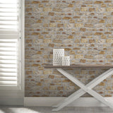 Arthouse Country Stone Brick Effect Wallpaper – Realistic Photographic Feature Wall Covering