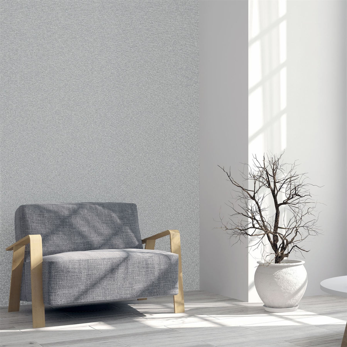 Arthouse Calico Plain Blown Vinyl Wallpaper with Subtle Metallic Hints – Textured Wall Covering, Grey