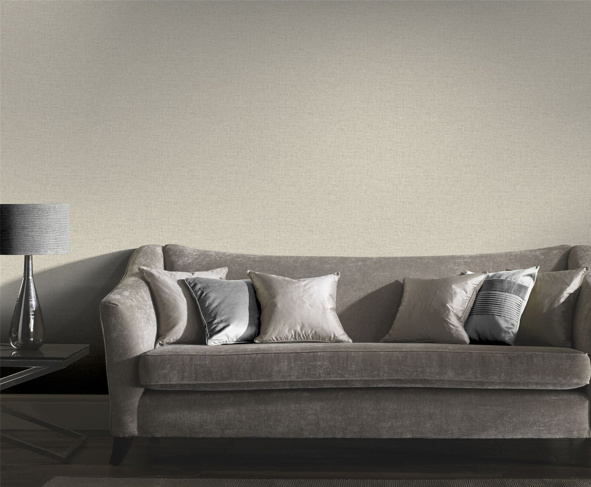 Arthouse Linen Texture Wallpaper with Linen-Look Finish – Paste the Paper Neutral Wall Covering, Natural