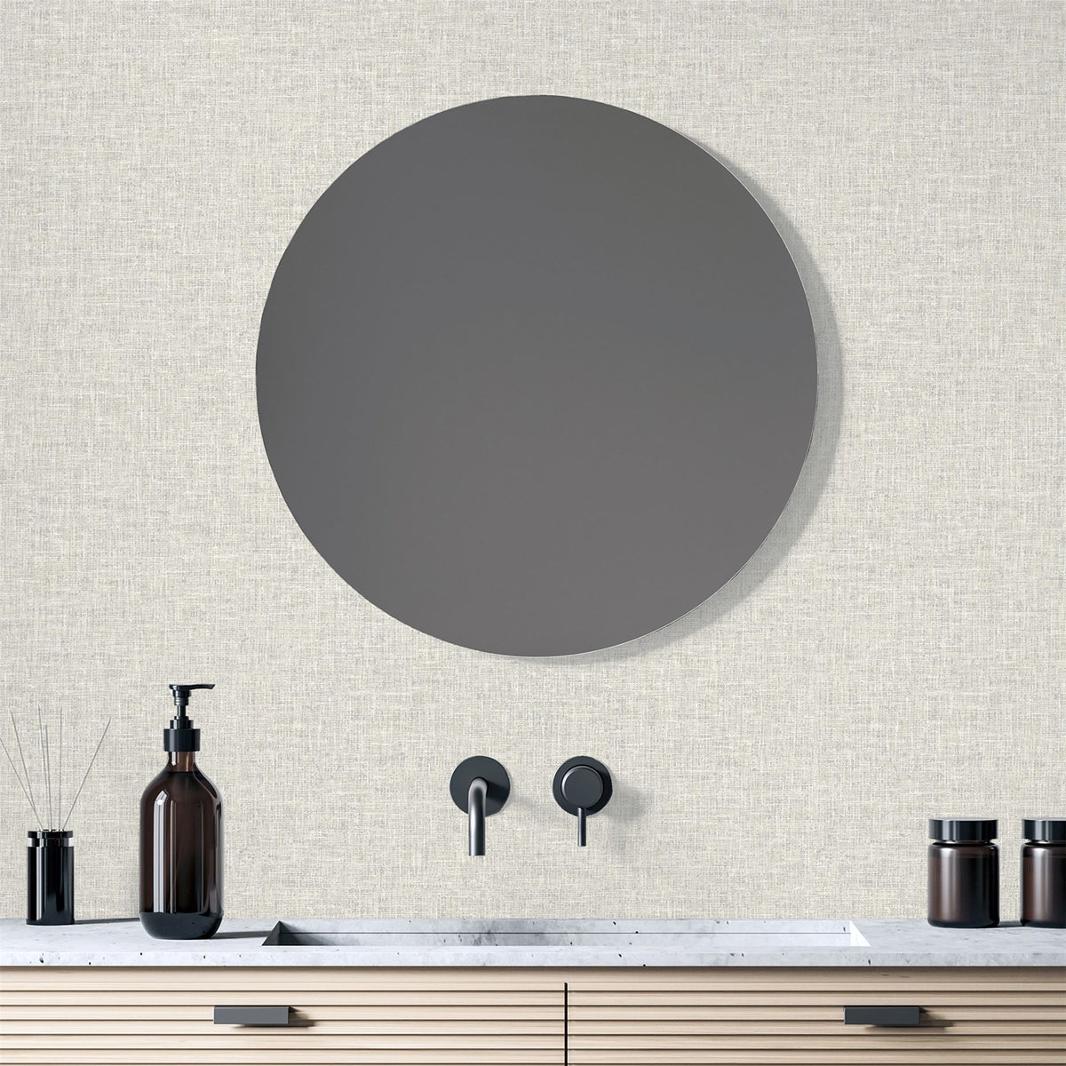 Arthouse Linen Texture Wallpaper with Linen-Look Finish – Paste the Paper Neutral Wall Covering, Natural