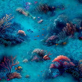 Arthouse Under The Sea Wallpaper – Fantasy Style with Colourful Fish & Corals on Blue, Kids Room
