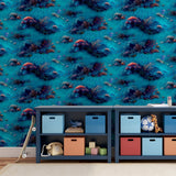 Arthouse Under The Sea Wallpaper – Fantasy Style with Colourful Fish & Corals on Blue, Kids Room