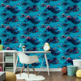Arthouse Under The Sea Wallpaper – Fantasy Style with Colourful Fish & Corals on Blue, Kids Room