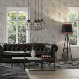 Arthouse Etched Stag Wallpaper – Line Drawings & Elegant Script with Metallic Accent, Textured Mono Finish