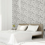 Arthouse Glitter Bloom Wallpaper – Large-Scale Monochrome Floral with Encased Glitter, Silver