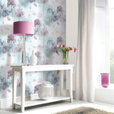 Arthouse Spring Meadow Wallpaper – Large-Scale Floral Photographic Print, Duck Egg Blue, Smooth Matt Finish
