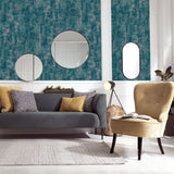 Arthouse Stone Textures Wallpaper – Rough Stone Effect with Metallic Highlights, Emerald Green & Gold