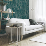Arthouse Stone Textures Wallpaper – Rough Stone Effect with Metallic Highlights, Emerald Green & Gold
