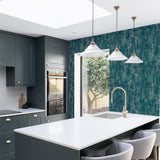 Arthouse Stone Textures Wallpaper – Rough Stone Effect with Metallic Highlights, Emerald Green & Gold