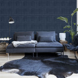 Arthouse Washed Panel Wallpaper – Navy Faux Panelling Effect with Visible Wood Grain, Feature Wall or Room