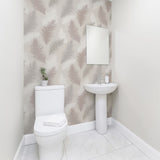 Arthouse Sussurro Wallpaper – Large-Scale Feather Design with Sparkling Gel Effect, Soft Blush Pink