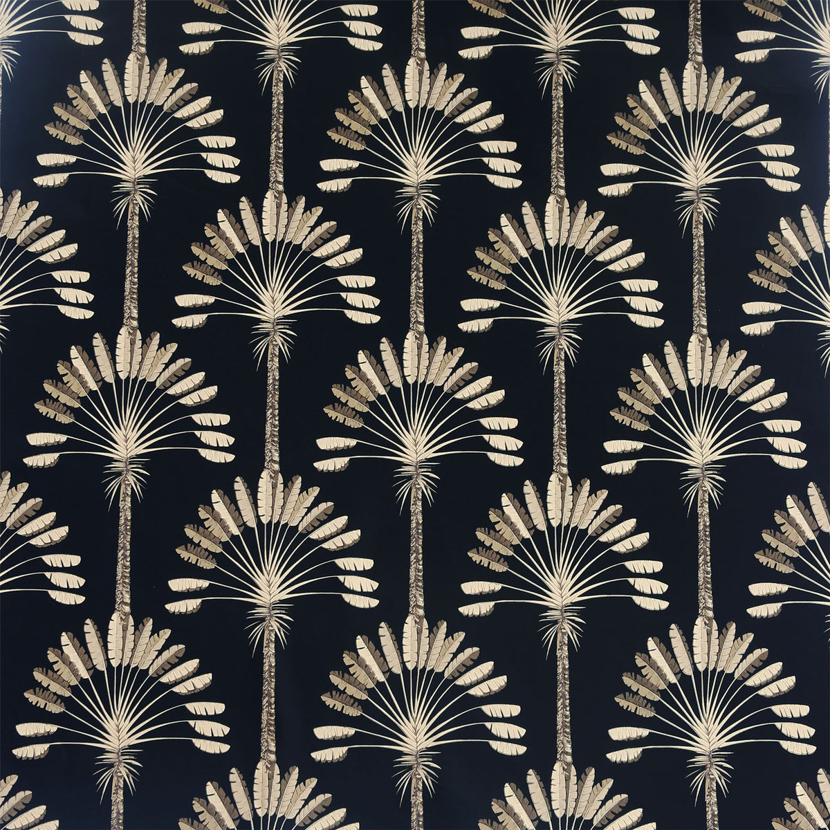 Arthouse Palm Palace Wallpaper – Gold Metallic Palms on Black, Paste the Wall Exotic Colonial Style
