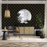 Arthouse Palm Palace Wallpaper – Gold Metallic Palms on Black, Paste the Wall Exotic Colonial Style