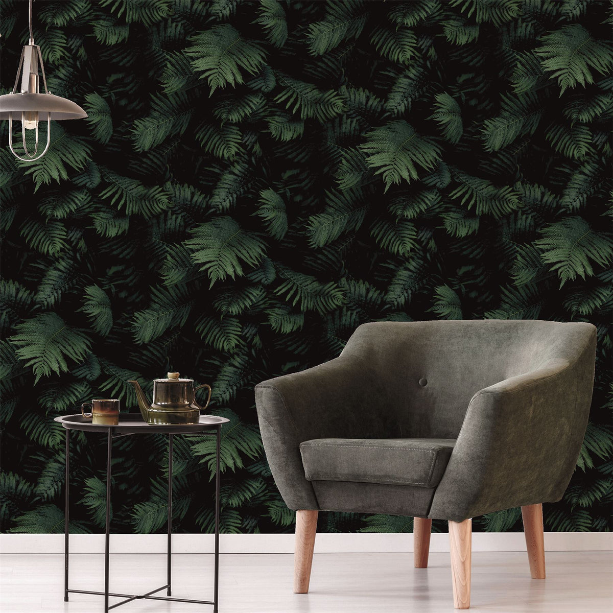 Arthouse Fern Wall Wallpaper – Photographic 3D-Effect Deep Green Fern Leaves, Paste the Paper