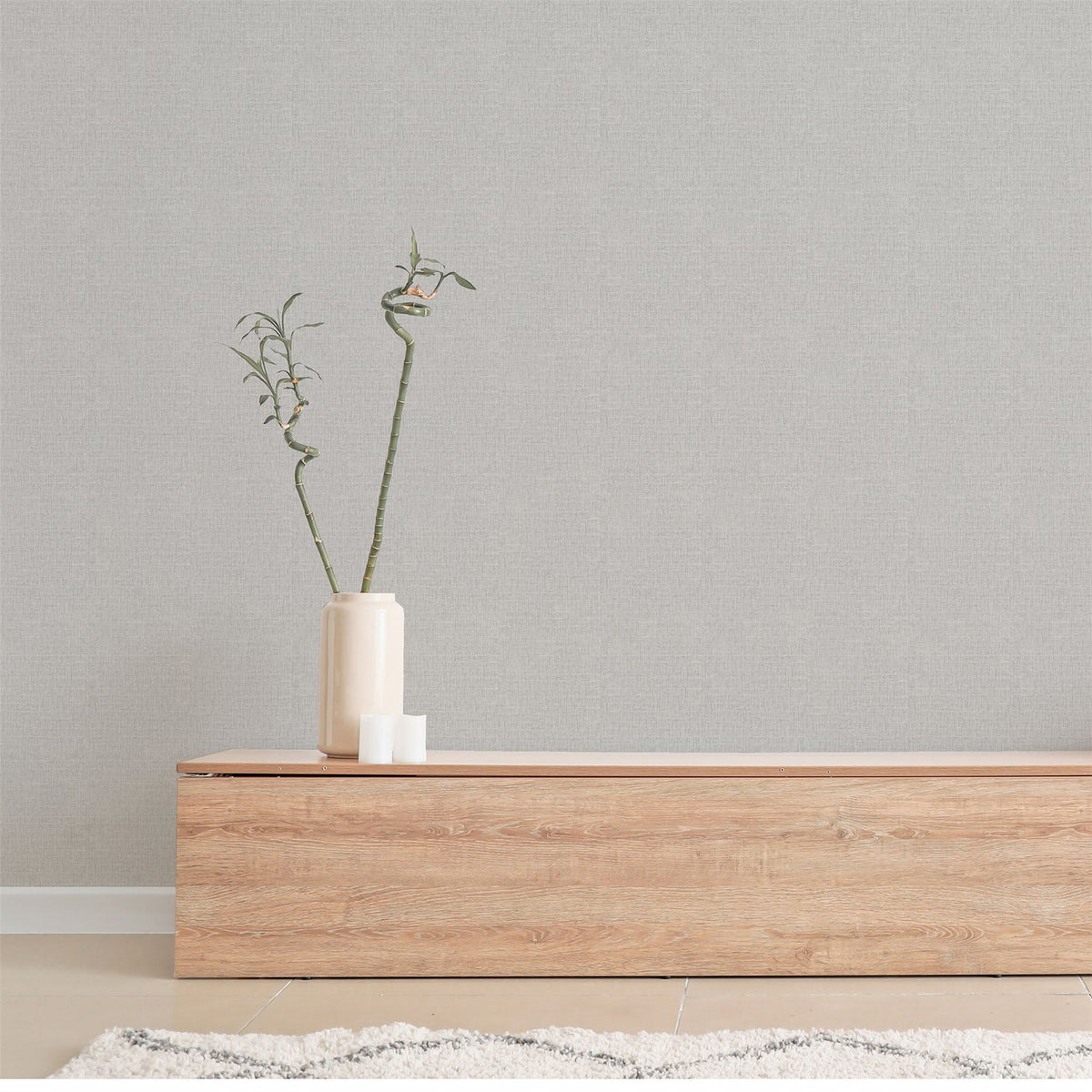 Arthouse Luxury Plain Heavyweight Vinyl Wallpaper with Textured Finish – Paste the Paper, Soft Silver
