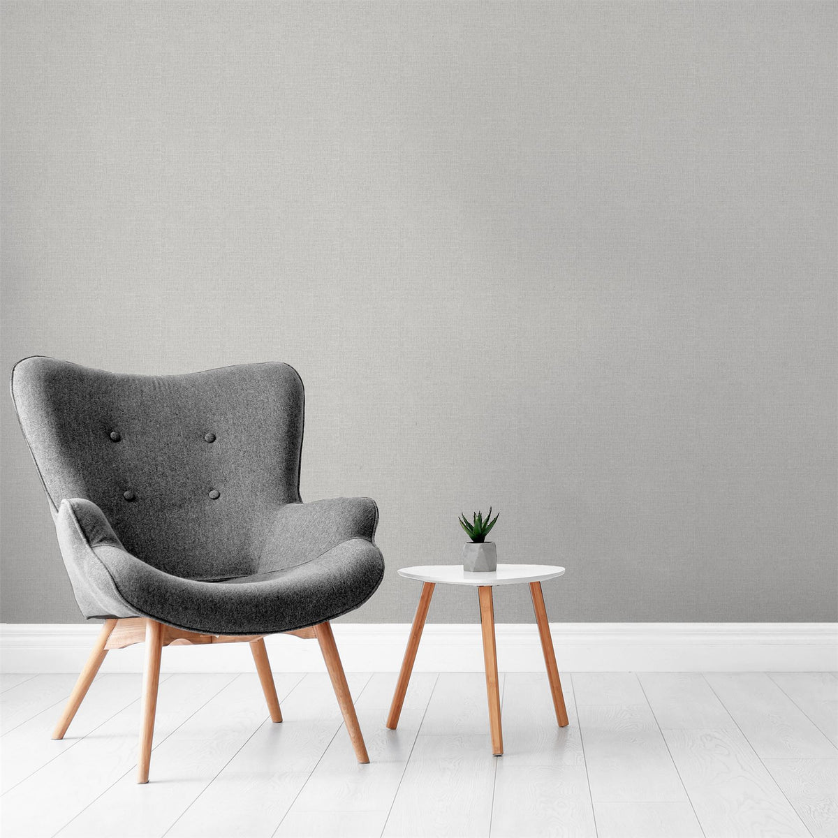Arthouse Luxury Plain Heavyweight Vinyl Wallpaper with Textured Finish – Paste the Paper, Soft Silver