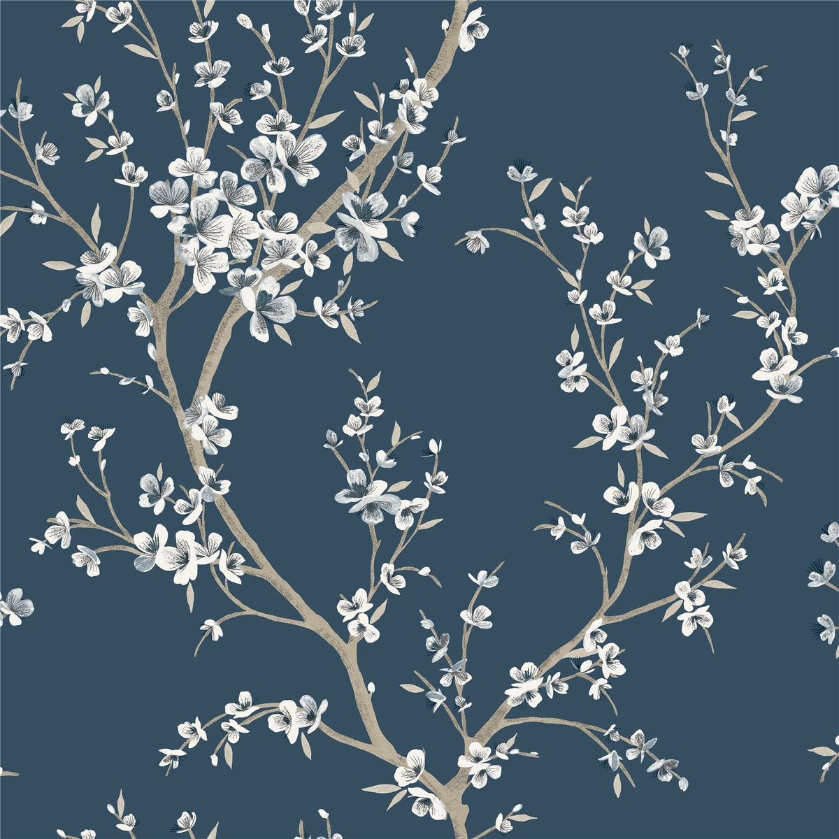 Arthouse Oriental Trail Floral Wallpaper with White Trails on Petrol Blue – Paste the Paper, Teal