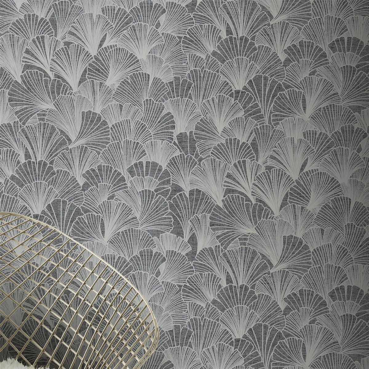Arthouse Ginkgo Leaf Wallpaper with Metallic Finish – Paste the Paper Feature Wall, Grey and Silver