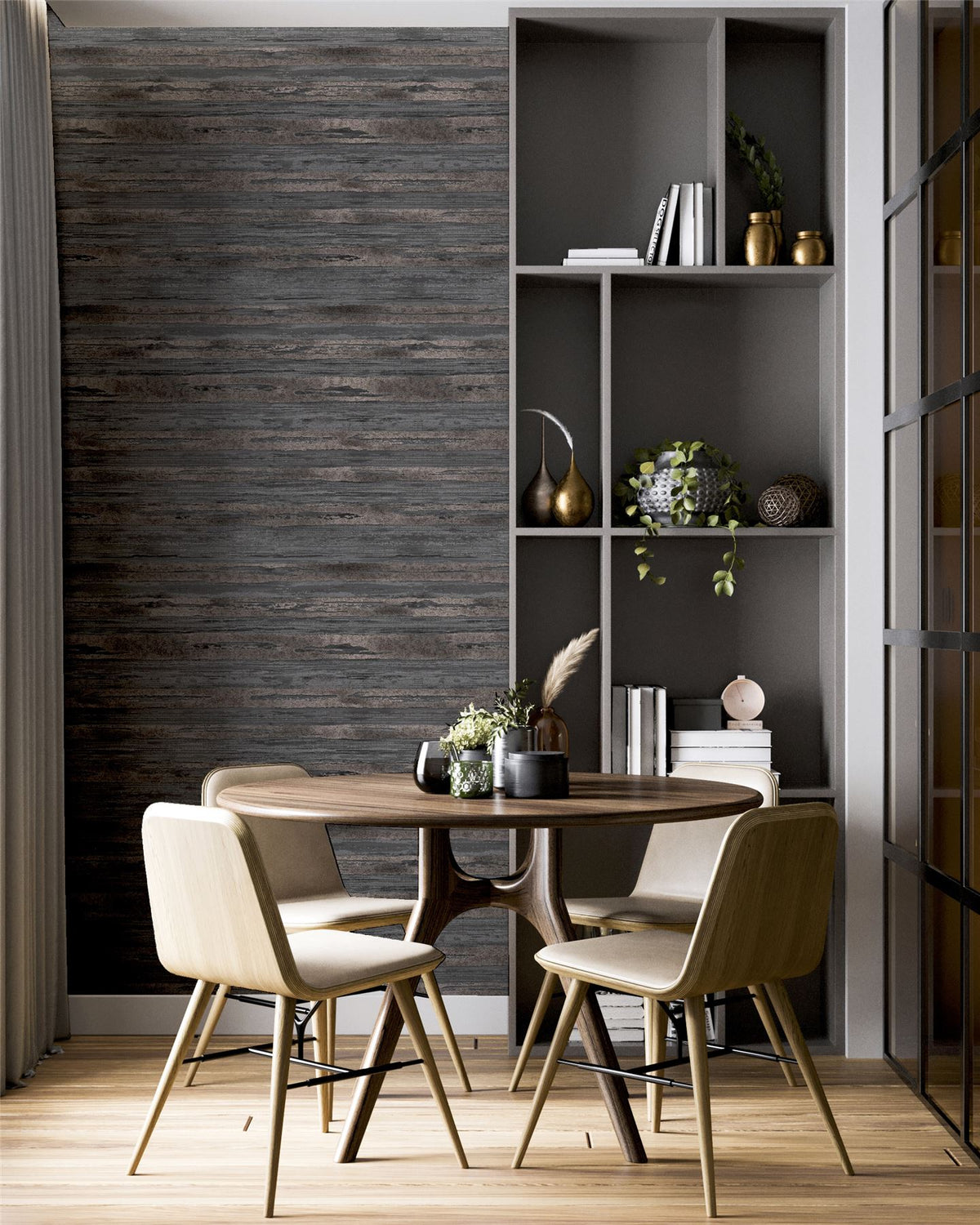 Arthouse Sahara Heavyweight Vinyl Wallpaper with Metallic Glitter Effect – Paste the Paper, Charcoal/Rose Gold
