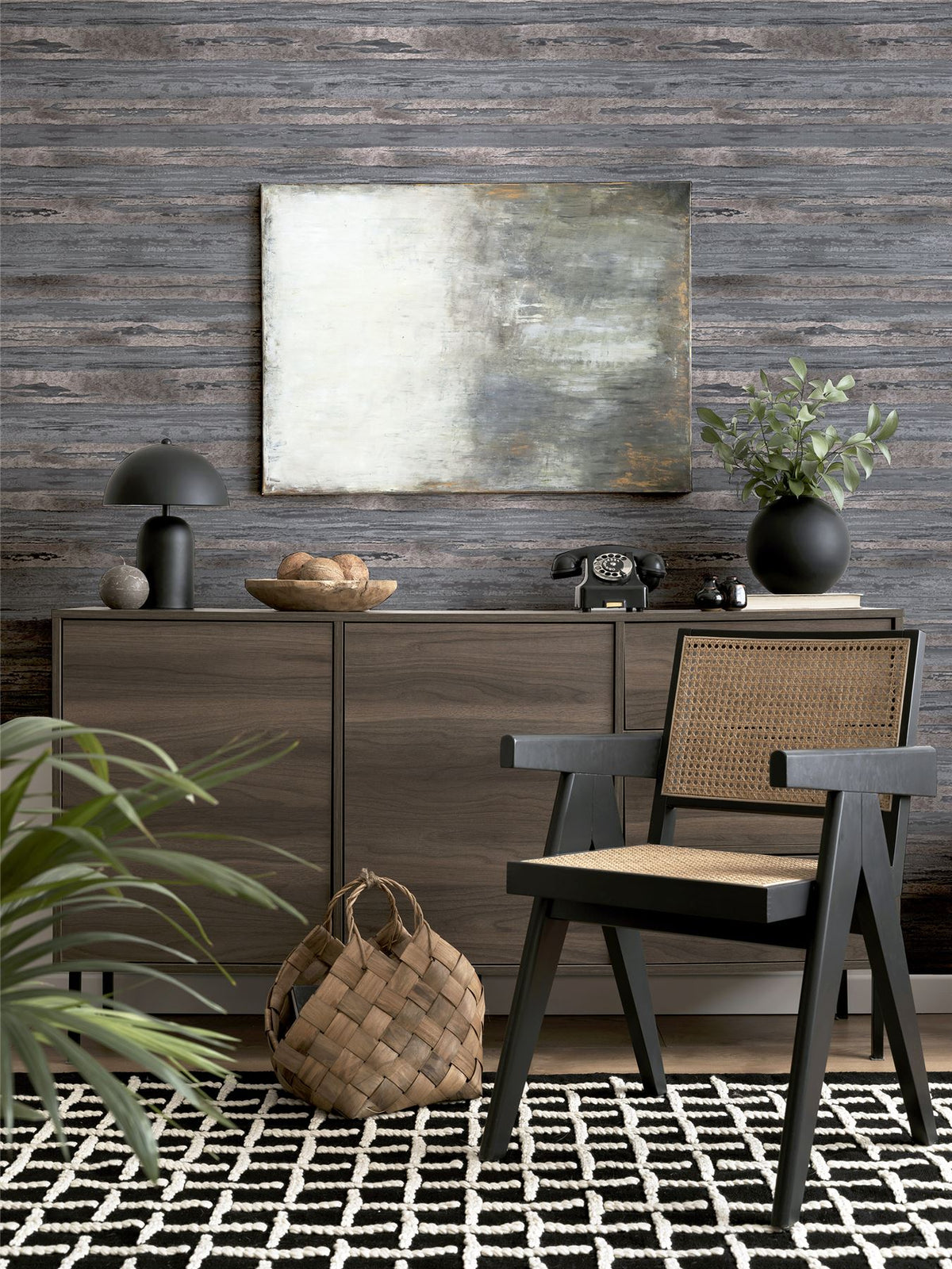 Arthouse Sahara Heavyweight Vinyl Wallpaper with Metallic Glitter Effect – Paste the Paper, Charcoal/Rose Gold