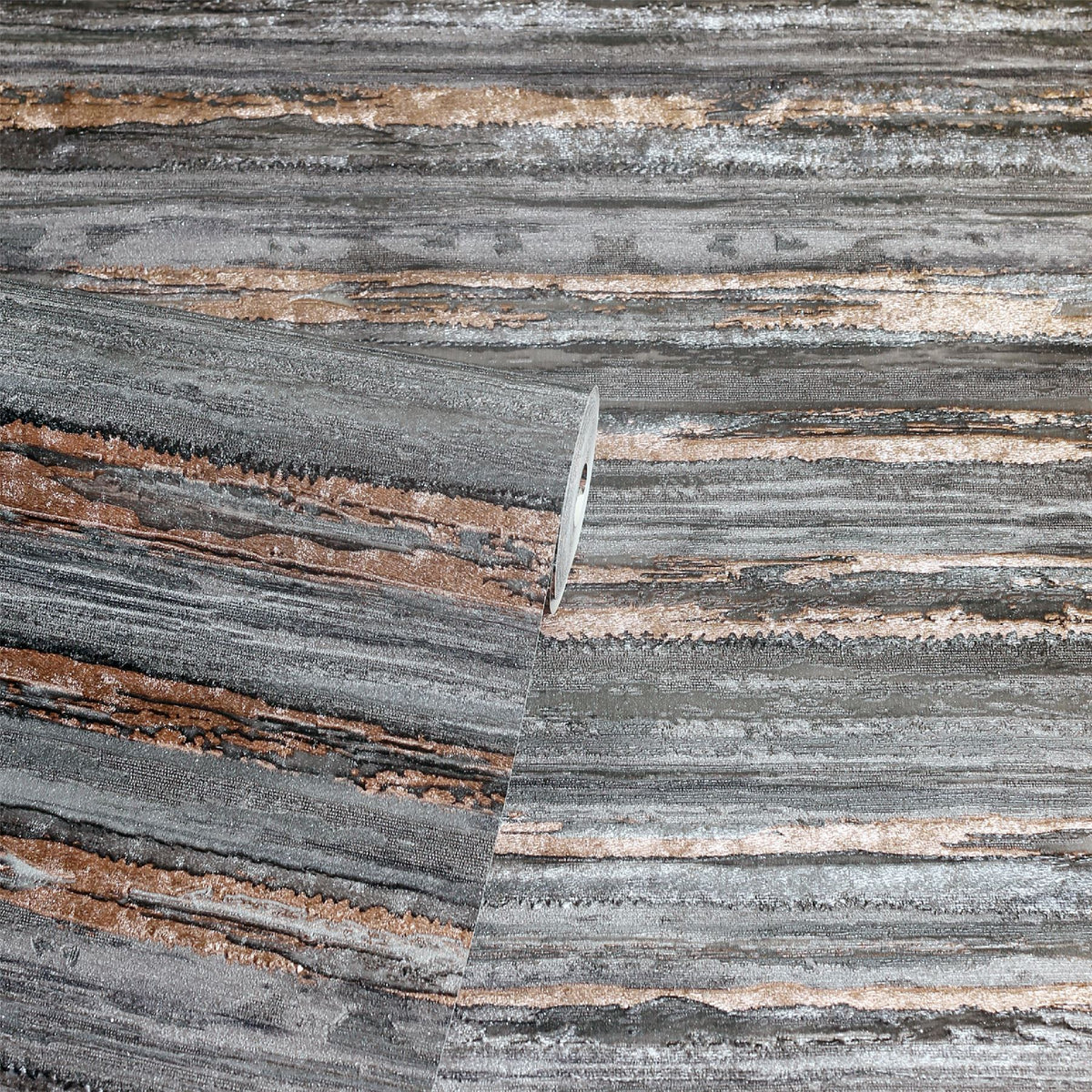 Arthouse Sahara Heavyweight Vinyl Wallpaper with Metallic Glitter Effect – Paste the Paper, Charcoal/Rose Gold