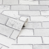 Arthouse Diamond Brick Vinyl Wallpaper with All-Over Sparkle – Hardwearing Textured Paste the Paper, White