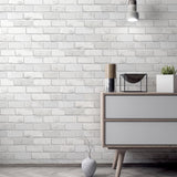 Arthouse Diamond Brick Vinyl Wallpaper with All-Over Sparkle – Hardwearing Textured Paste the Paper, White