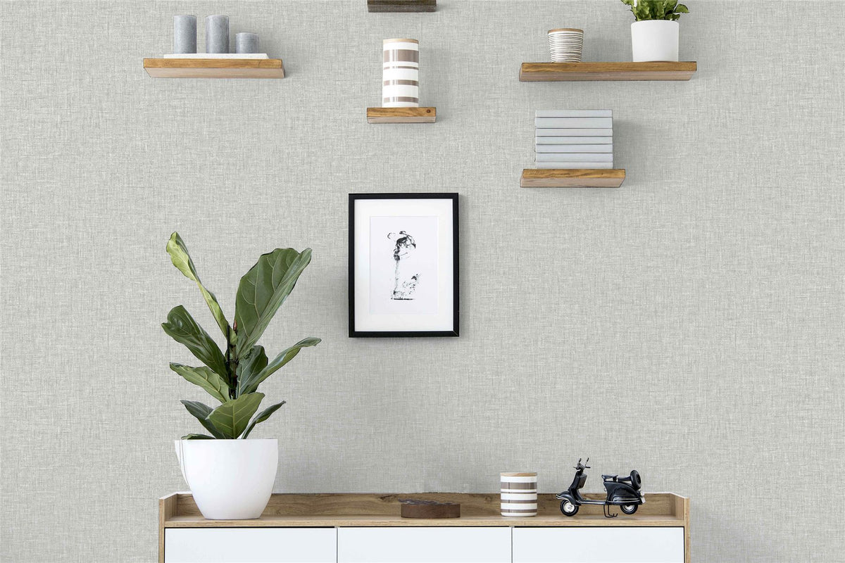 Arthouse Linen Texture Wallpaper with Subtle Lustre – Paste the Paper Feature Wall or Full Room, Light Grey