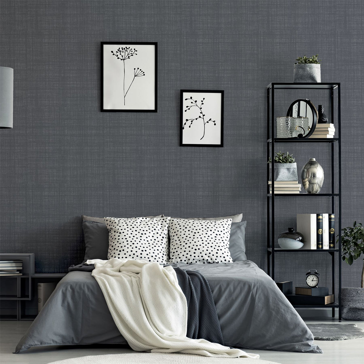 Arthouse Weave Texture Wallpaper with Woven Look – Paste the Paper Feature Wall or Full Room, Dark Grey