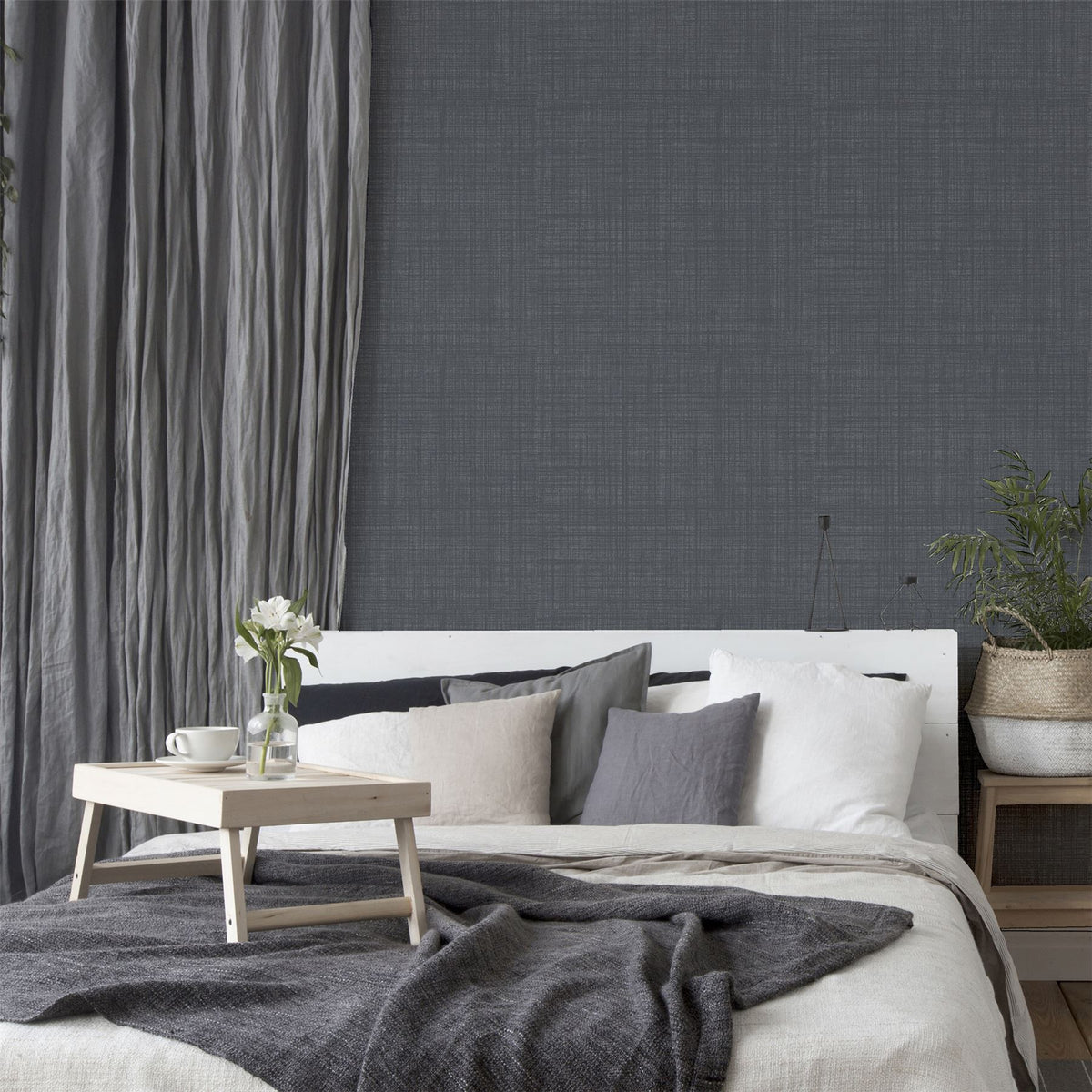 Arthouse Weave Texture Wallpaper with Woven Look – Paste the Paper Feature Wall or Full Room, Dark Grey