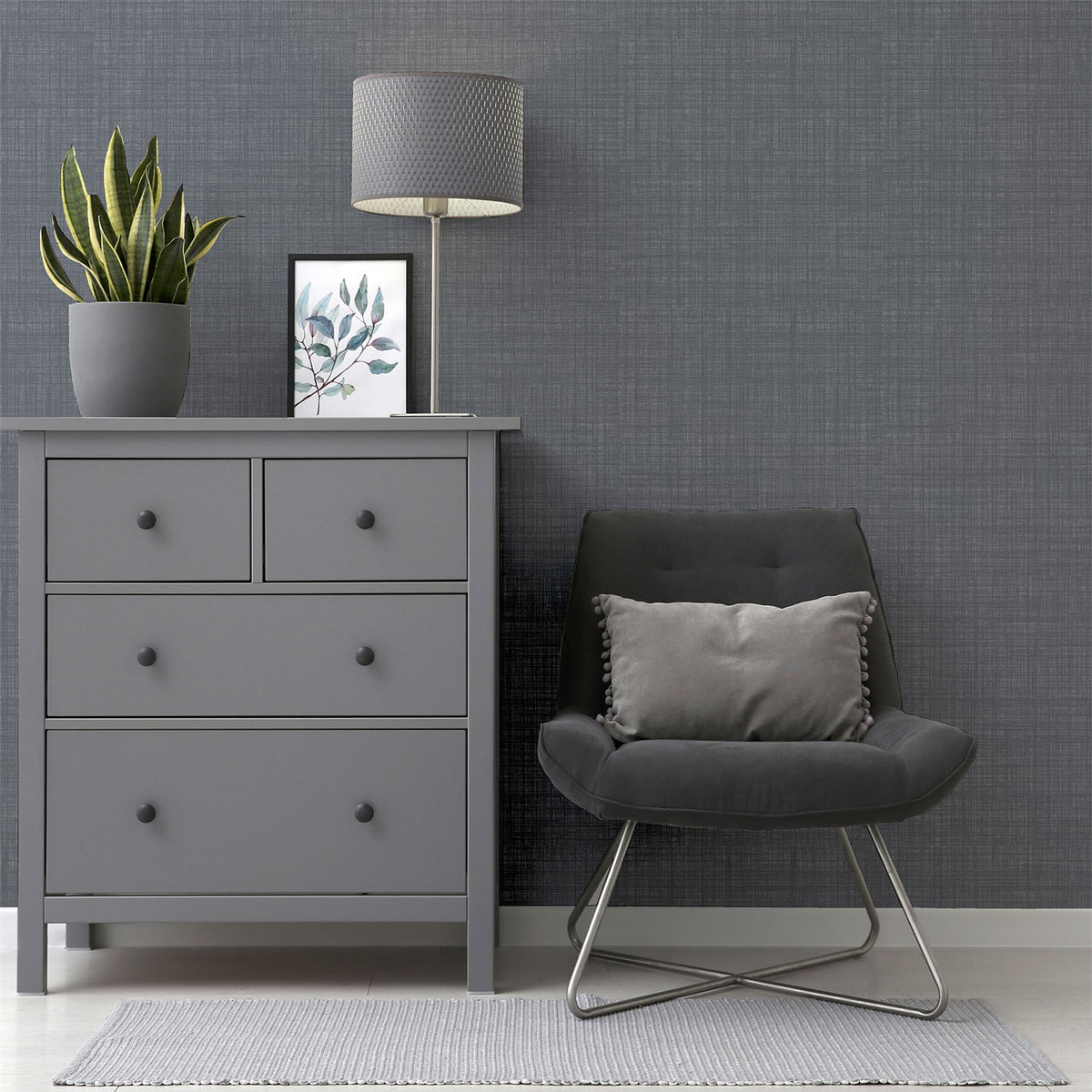 Arthouse Weave Texture Wallpaper with Woven Look – Paste the Paper Feature Wall or Full Room, Dark Grey