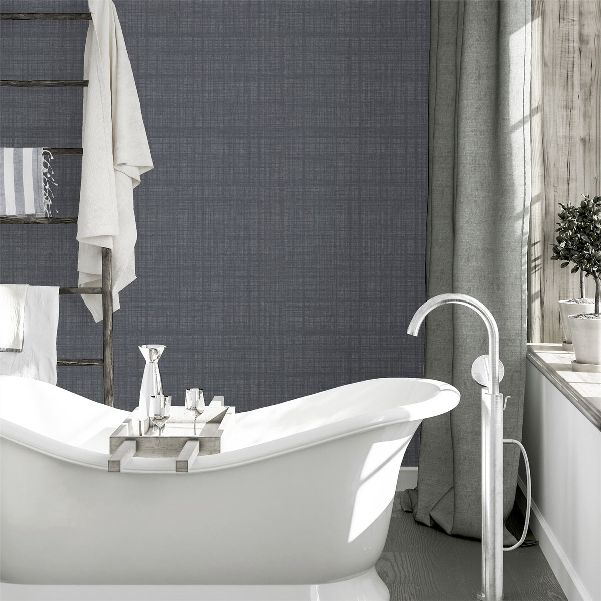 Arthouse Weave Texture Wallpaper with Woven Look – Paste the Paper Feature Wall or Full Room, Dark Grey