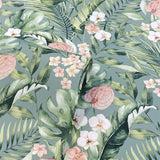 Arthouse Tropical Floral Wallpaper with Pink Flowers & Palm Leaves – Paste the Paper Feature Wall, Sea Blue