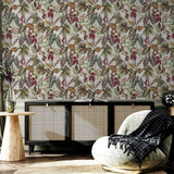 Arthouse Vintage Parrot Tropical Leaf Wallpaper with Colourful Details – Paste the Paper, Multi