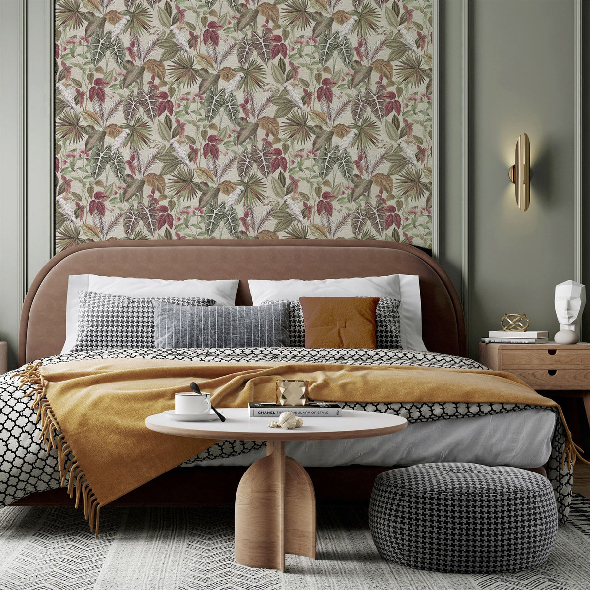 Arthouse Vintage Parrot Tropical Leaf Wallpaper with Colourful Details – Paste the Paper, Multi