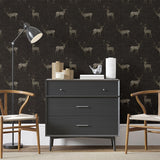 Arthouse Heritage Stag Wallpaper with Copper Metallic Highlight – Traditional Country Feature Wall, Charcoal