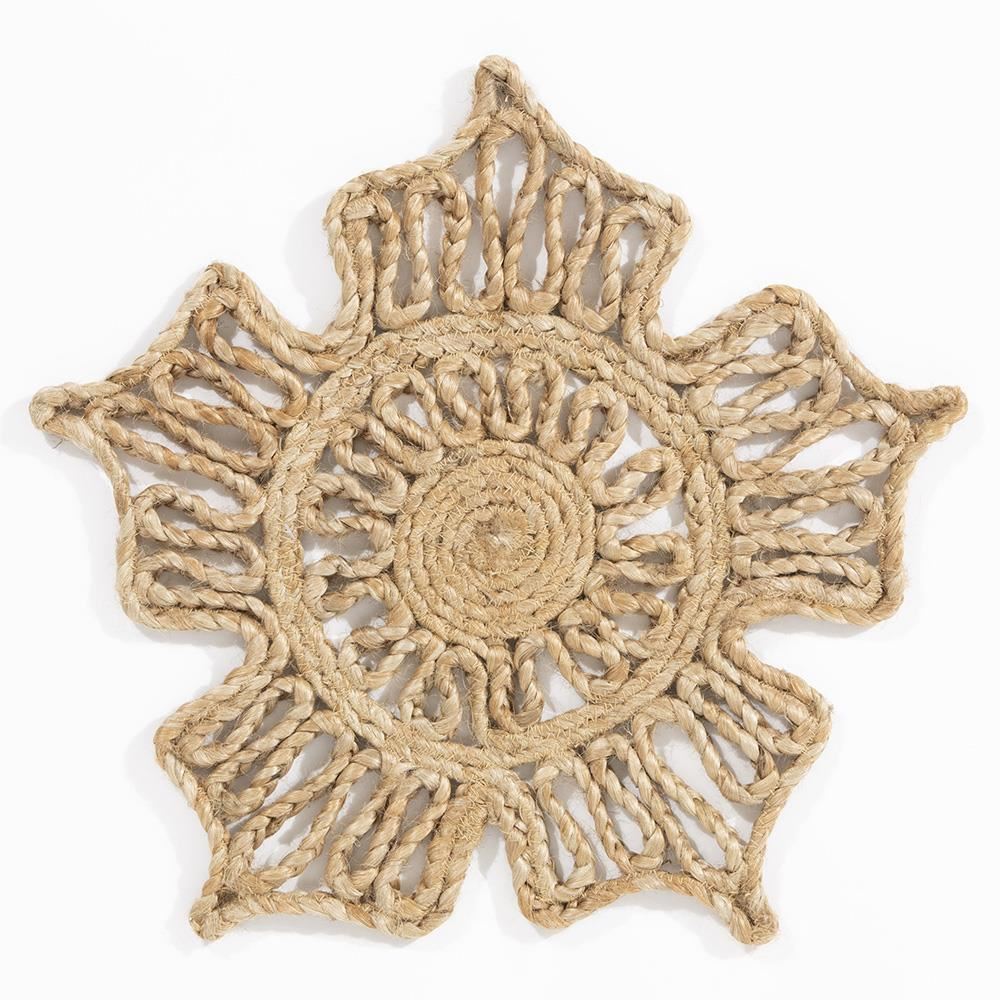 Esselle Home Severn Jute Star Placemats, Set of 2 – Naturelle Floral Table Setting, 36x36cm, Natural