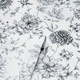 Arthouse Fleur Mono Wallpaper with Pencil Drawn Florals and Glitter Finish – Country Feature Wall, Light Cream