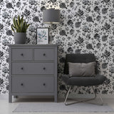 Arthouse Fleur Mono Wallpaper with Pencil Drawn Florals and Glitter Finish – Country Feature Wall, Light Cream