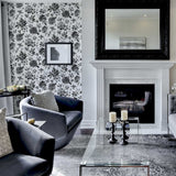 Arthouse Fleur Mono Wallpaper with Pencil Drawn Florals and Glitter Finish – Country Feature Wall, Light Cream
