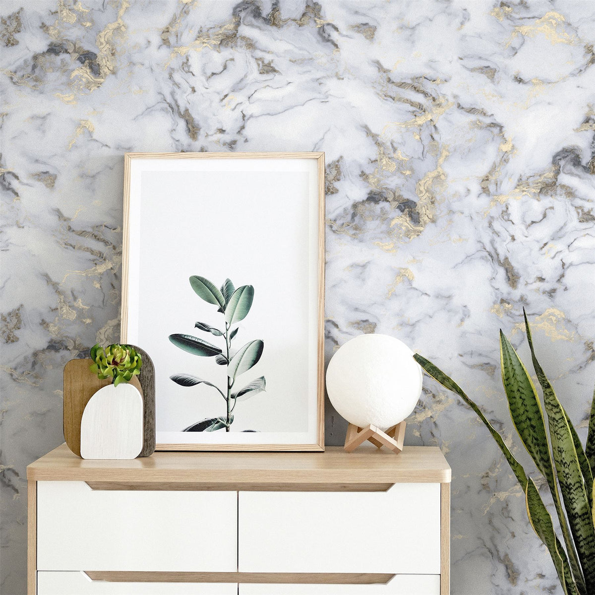 Arthouse Bahia Marble Wallpaper with Metallic Gold Detailing – Elegant Flat Surface Finish, Mono Gold