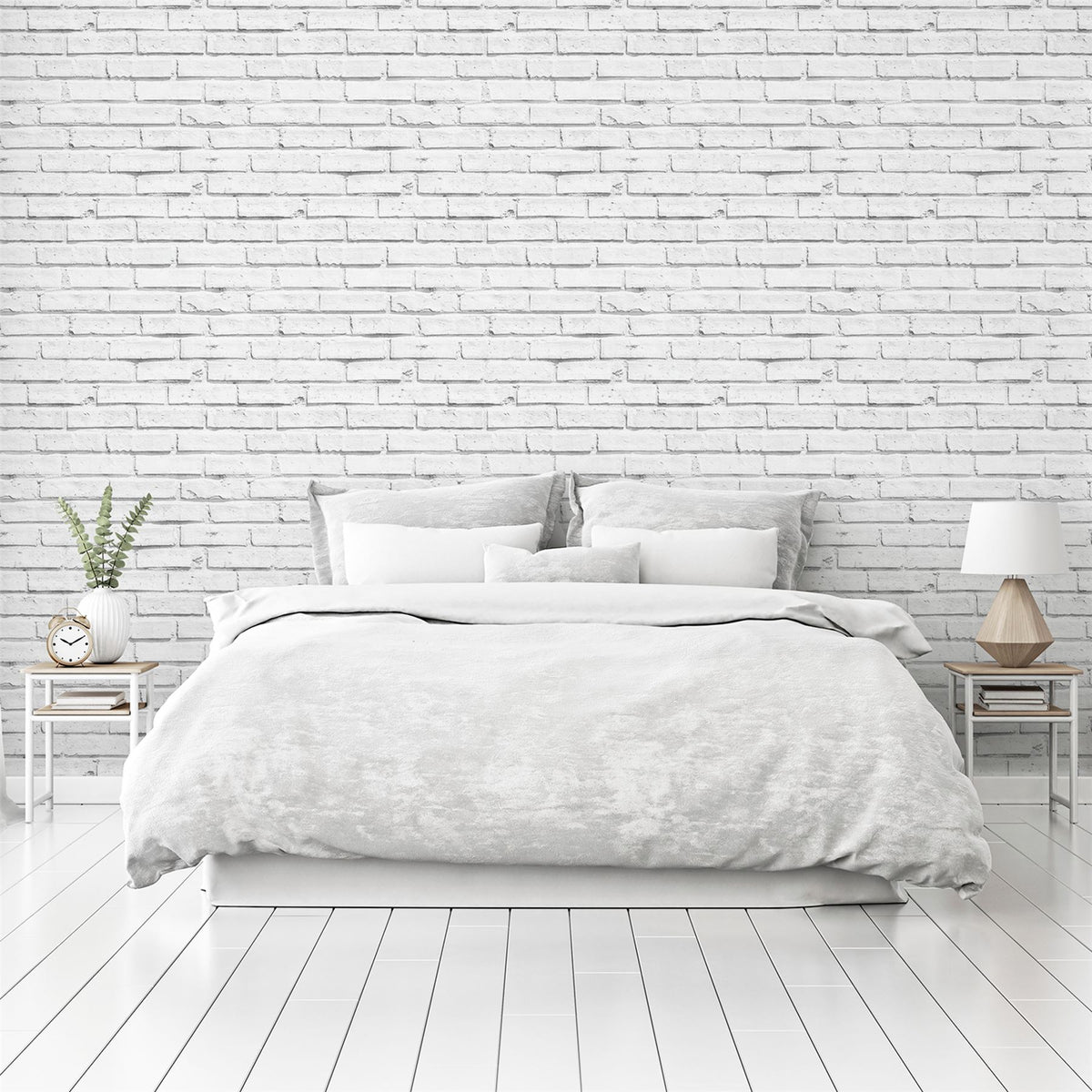 Arthouse White Brick Wallpaper – Timeless Painted Brick Effect for Urban Loft Style Rooms, White