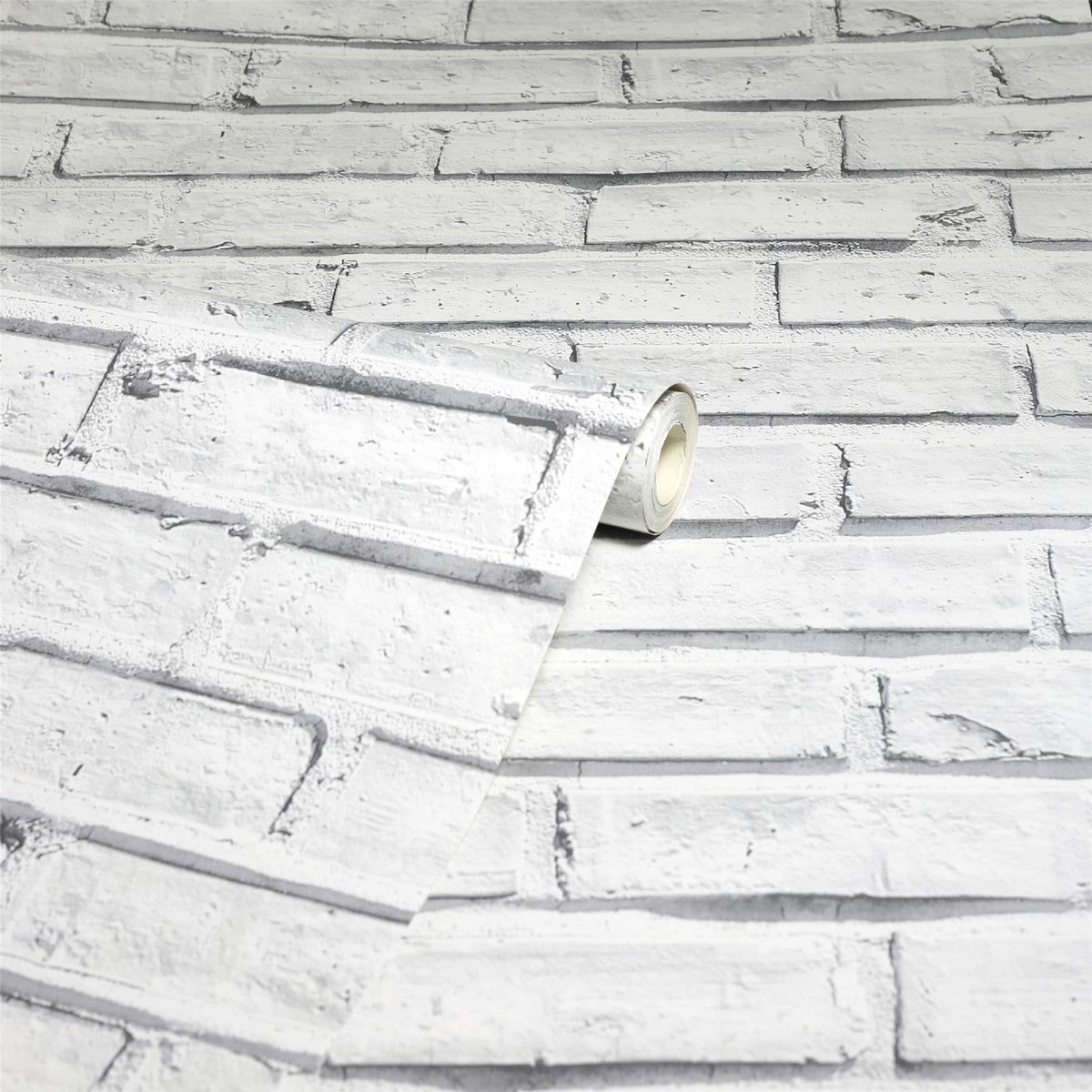 Arthouse White Brick Wallpaper – Timeless Painted Brick Effect for Urban Loft Style Rooms, White
