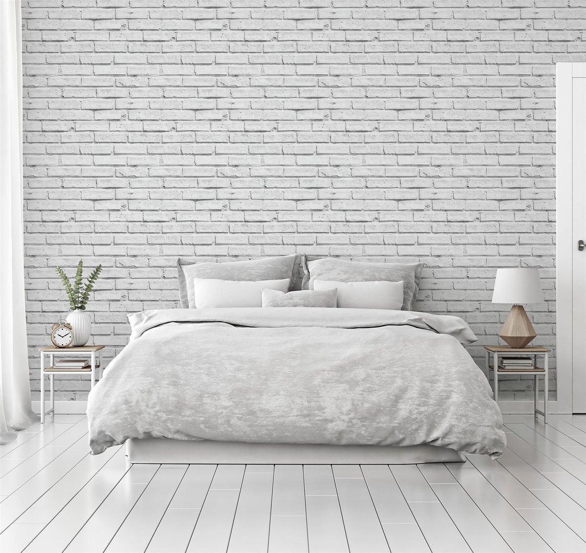 Arthouse White Brick Wallpaper – Timeless Painted Brick Effect for Urban Loft Style Rooms, White