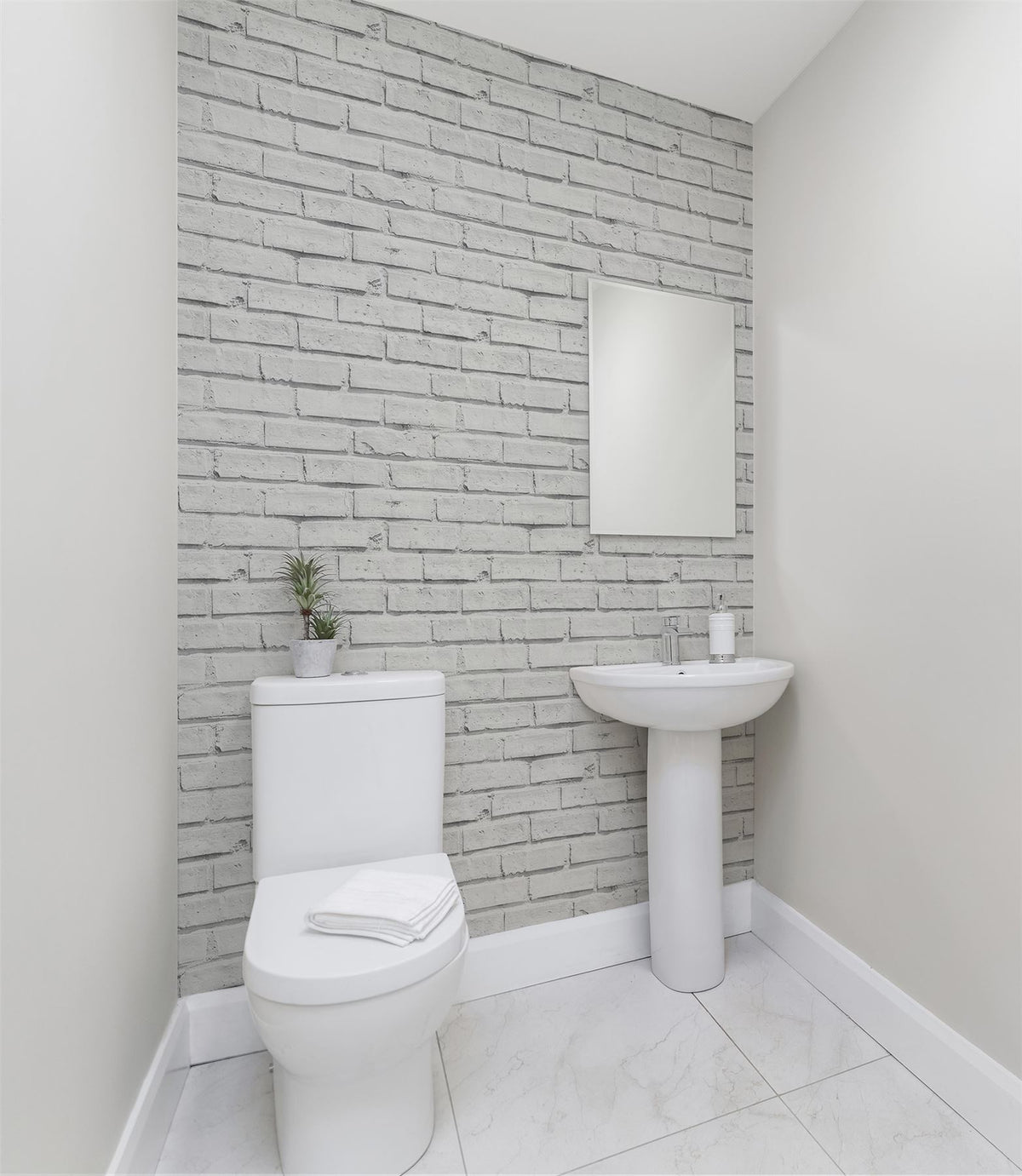 Arthouse White Brick Wallpaper – Timeless Painted Brick Effect for Urban Loft Style Rooms, White
