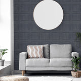 Arthouse Washed Panel Wallpaper with Wood Grain Detail – Faux Panelling Feature Wall Look, Charcoal