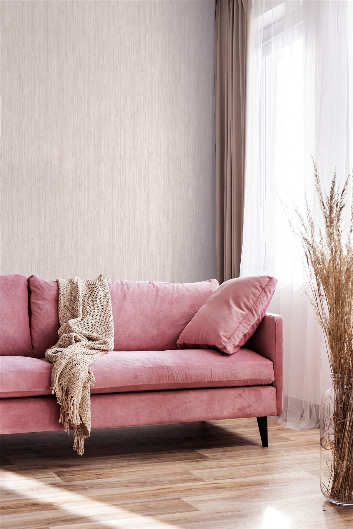 Arthouse Diamond Plain Textured Vinyl Wallpaper with Subtle Sparkle – Hardwearing Feature Wall, Blush Pink