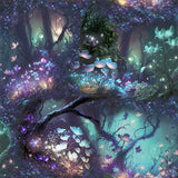 Arthouse Magical Garden Wallpaper with Neon Folk Forest Design – Kids Room Feature Wall, Black Multi